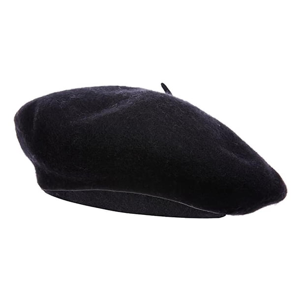 Boina de lana, gorro cálido de invierno de estilo francés de color sólido para mujer, gorro de pintor de lana retro de otoño e invierno, boina para mujer que combina con todo