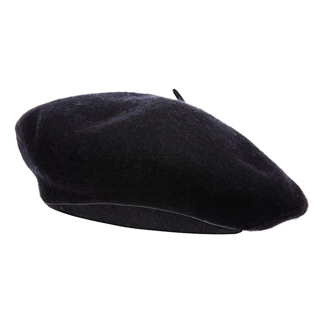 Boina de lana, gorro cálido de invierno de estilo francés de color sólido para mujer, gorro de pintor de lana retro de otoño e invierno, boina para mujer que combina con todo