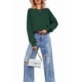thumbnail image 2 of Women'S Oversized Batwing Sweaters 2025 Fall Outfits Trendy Crewneck Knit Side Slit Fashion Pullover Tops Green L, 2 of 7