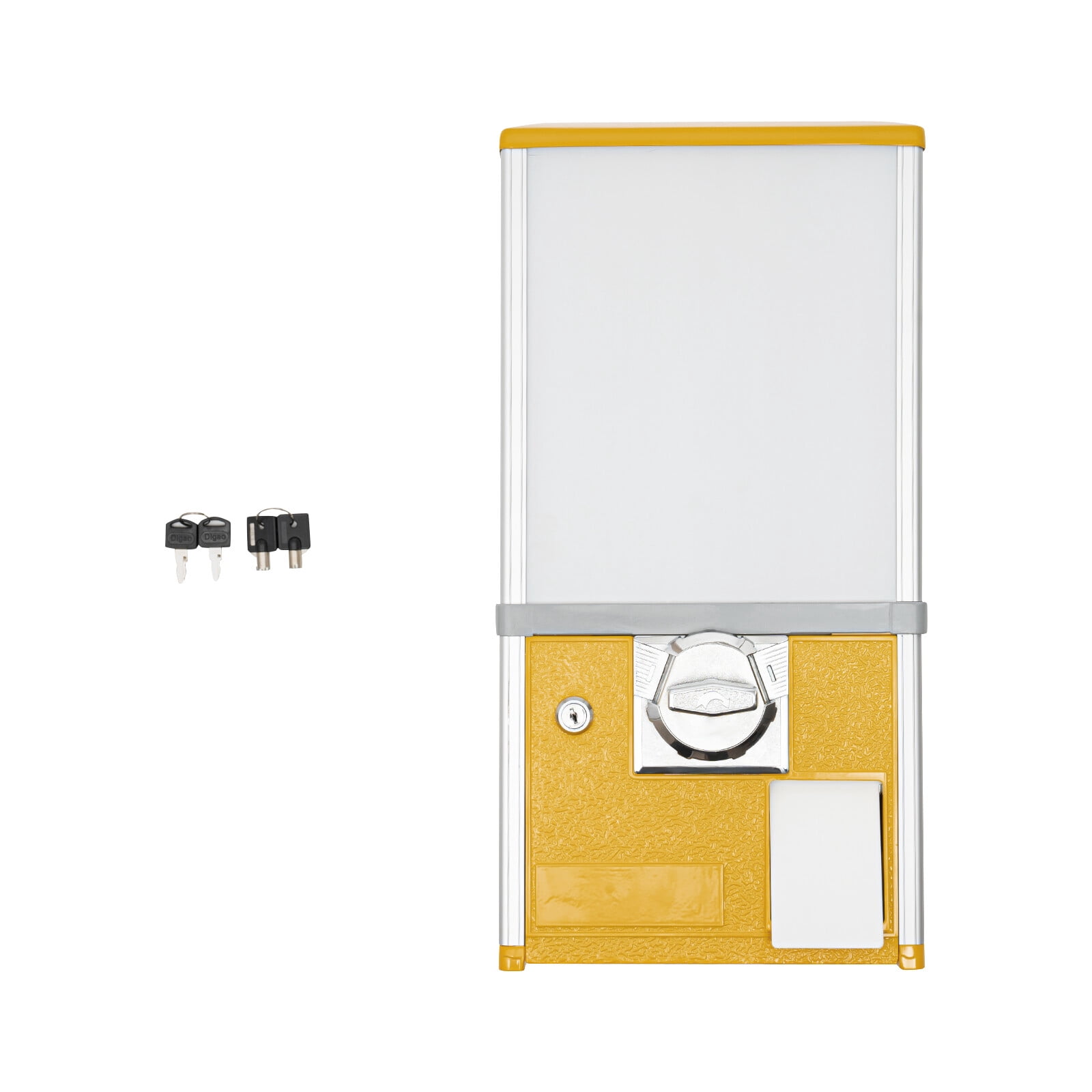Yellow Commercial Gumball Candy Bulk Vending Machine with Removable Canisters Dispenser Coin Bank Capacity 800 Coins 11.42*10.24*20.87 in for Game Stores, Retail Stores, and Amusement Parks