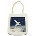 thumbnail image 1 of Fantasy Tote Bag, Unicorn Flying over Clouds Novelty and Purity Magic Creature Image, Cloth Linen Reusable Bag for Shopping Books Beach and More, 16.5" X 14", Cream, by Ambesonne, 1 of 2