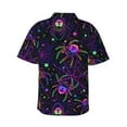 thumbnail image 3 of Balery Multi-colored Spiders Print Men's Hawaiian Shirts Short Sleeve Beach Shirt Relaxed Fit Vacation Button Down Shirts-Medium, 3 of 9