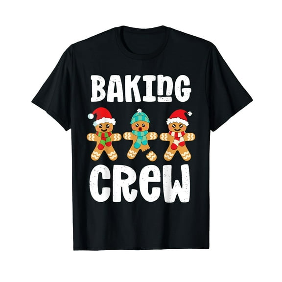 Gingerbread Man Baking Crew Funny Christmas Black T-Shirt