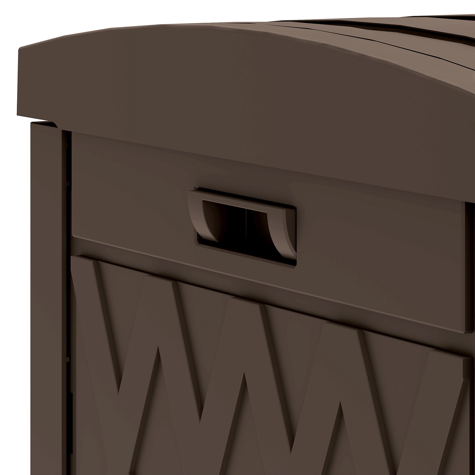 Uforic 33 Gallon Outdoor Trash Can, Layered Lid with Drip Tray, Waterproof Garbage Bin for Patio, Deck, Backyard, Dark Brown