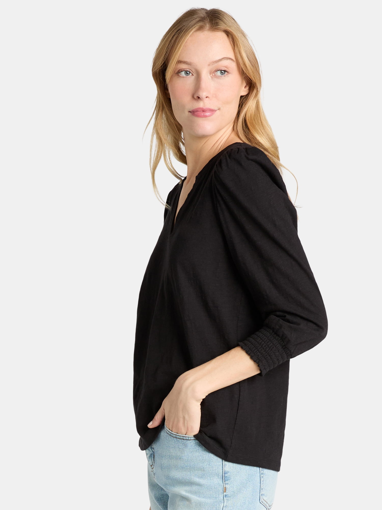 Time and Tru Women's Notch Neck Top