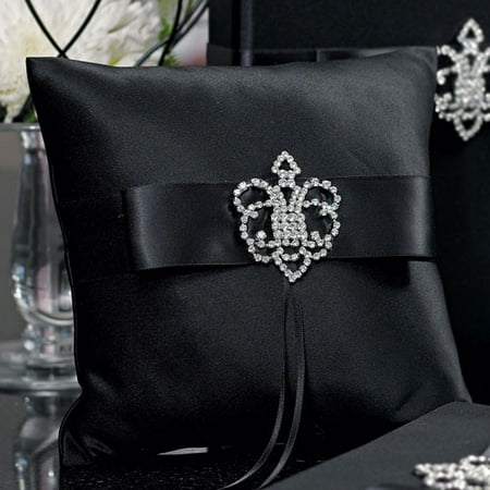 Jewels Ring Pillow - Weddingstar 5035-10 Beverly Clark The Crowned Jewel Collection Ring Pillow - Black