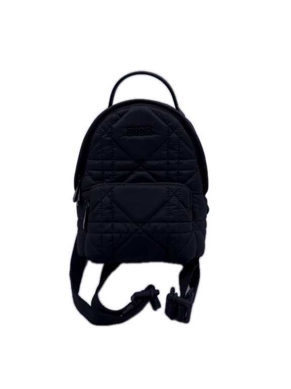 Pre-Owned Christian Dior Macro Cannage Technical Taffeta Rider Backpack, Black Nylon, Women's