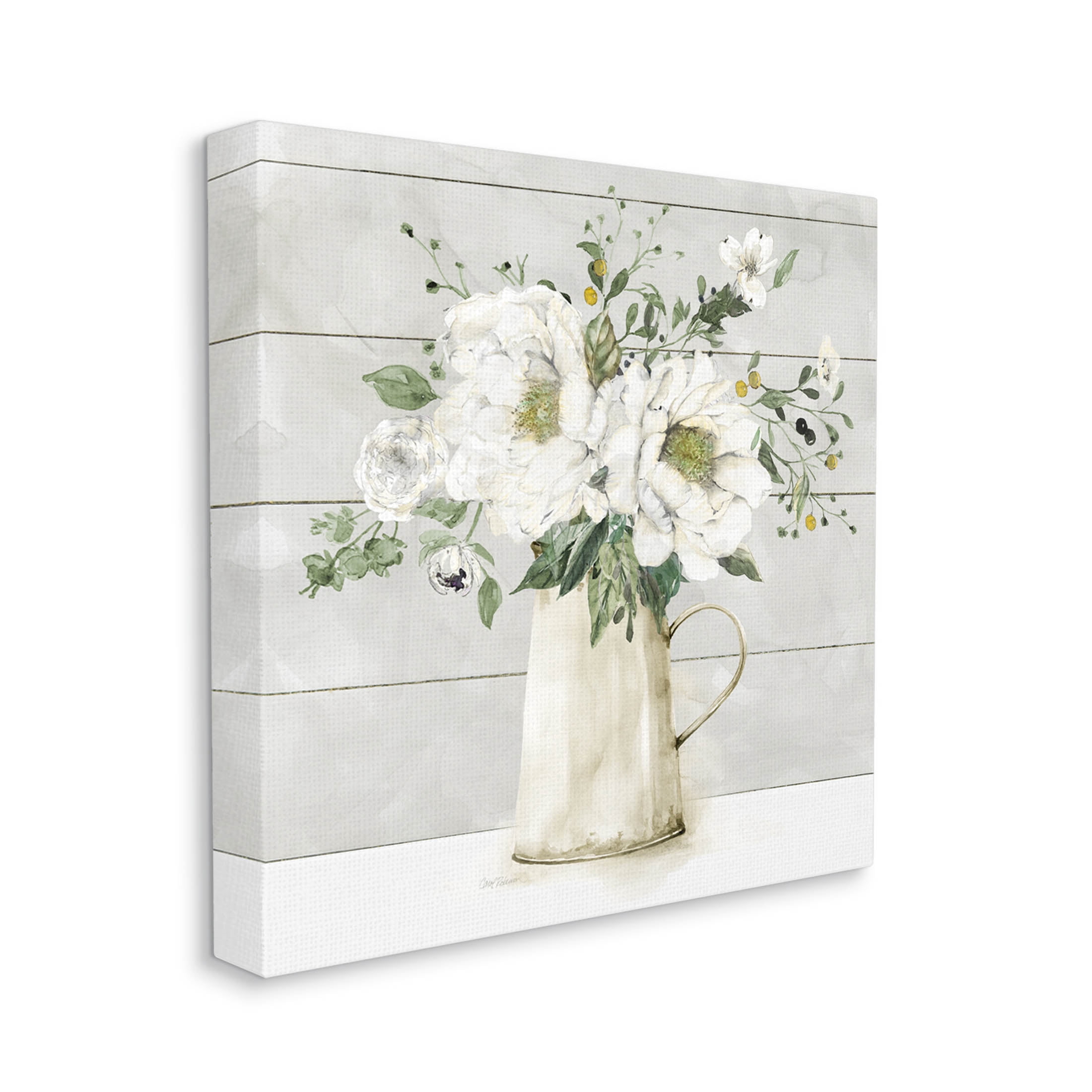 Country Jug Varied Flower Arrangement Botanical & Floral Graphic Art Gallery Wrapped Canvas Print Wall Art