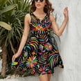 thumbnail image 3 of Mexican Black Pattern Dress Summer Street Style Dresses Female Sleeveless Printed Sundress, 3 of 7