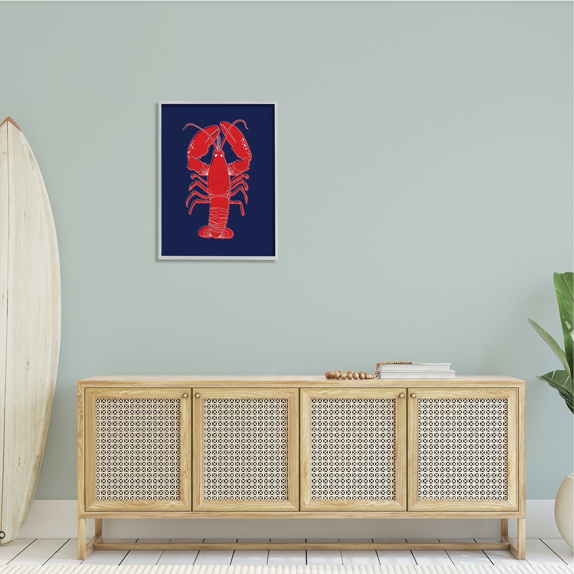 Stupell Industries Juicy Lobster Seafood White Outline Crustacean ,24 x 30, Design by Emily Cromwell