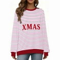 thumbnail image 6 of Women's Oversized Striped Christmas Sweatshirt Crewneck Long Sleeve Pullover Top Casual Fall Clothes, 6 of 7