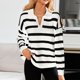 thumbnail image 5 of MHFRRA Camiseta Informal de Manga Larga a Rayas para Mujer, Cuello Redondo, Blusa Básica para Uso Diario, Vacaciones, Otoño e Invierno. Blanco, 5 of 6