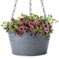 thumbnail image 1 of Gardening Iron Bucket Flower Pot With Iron Chain Sling Navy Blue, 1 of 7