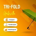 thumbnail image 2 of Cheery Compact Umbrella - Windproof & UV Protection Tri-Fold Umbrella for Rain, Sun & Travel - Portable Summer Accessories for Camping, Backpacking & Running Gear (Green), 2 of 3
