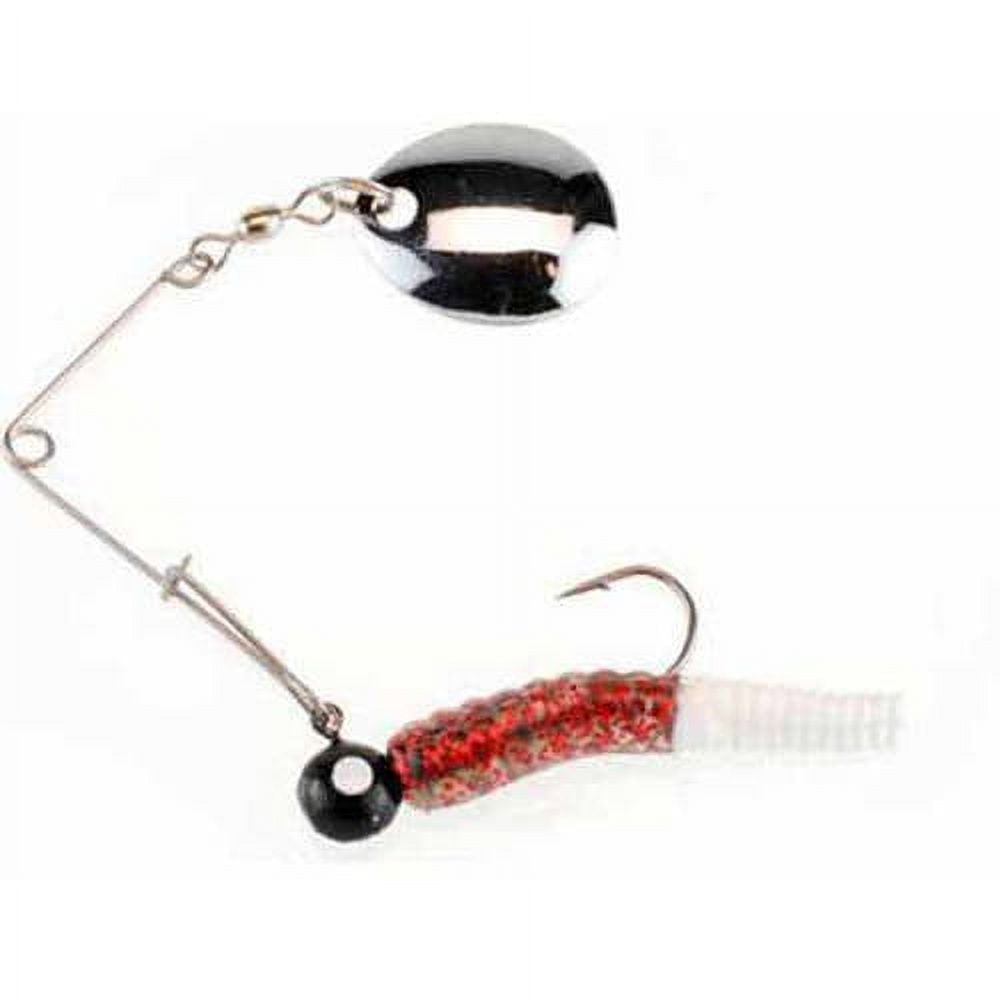 (3 pack) Johnson Original Beetle Spin Fishing Lure, Red Sparkle/White, 1.5 in