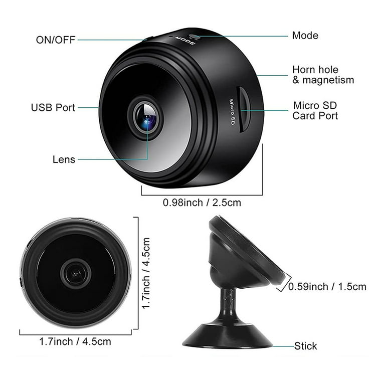  Mini Spy Camera Wireless Hidden Home WiFi Security Cameras  with App 1080P, Bundle 32GB SD Card + USB Reader + Adaptor. Night Vision  Indoor Outdoor iPhone/Android Phone Small Nanny Cam