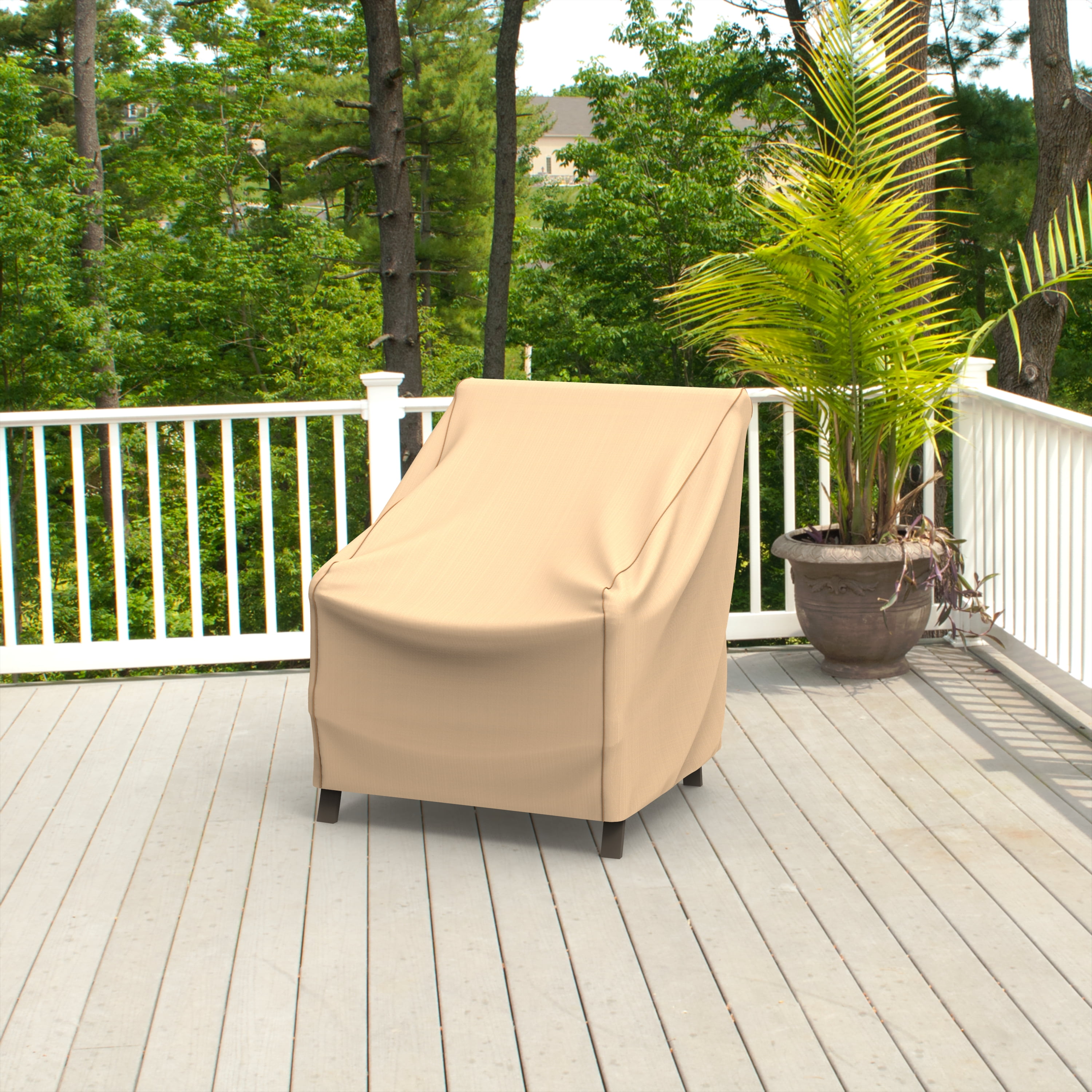 Budge Small Beige Patio Outdoor Chair Cover, Sedona