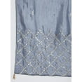 thumbnail image 2 of eloria Woman's Indian Ethnic Chunni, Silk blend Embroidered Grey Dupatta, Stole, Scarf Shawl Wrap, 2 of 4