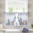 thumbnail image 3 of Blue Christmas Semi Sheer Curtains 54 Inch Length 2 Panels Set,Snowman Elk Eucalyptus Xmas Tree Poinsettia Sheer Kitchen Curtain Voile Window Curtain for Living Room Bedroom Rod Pocket Drapes, 3 of 7