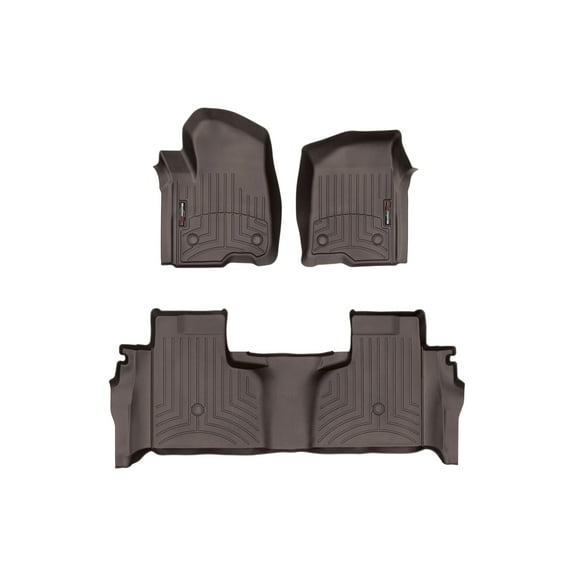 WeatherTech Custom Fit FloorLiners compatible with Sierra 1500, Sierra 2500HD/3500HD, Silverado 2500HD/3500HD, Silverado 1500 LTD, Silverado 1500 - 1st & 2nd Row, Cocoa
