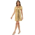 thumbnail image 4 of Robes de Soirée Cocktail à Paillettes pour Femmes, Doré, Très Grand, 4 of 5