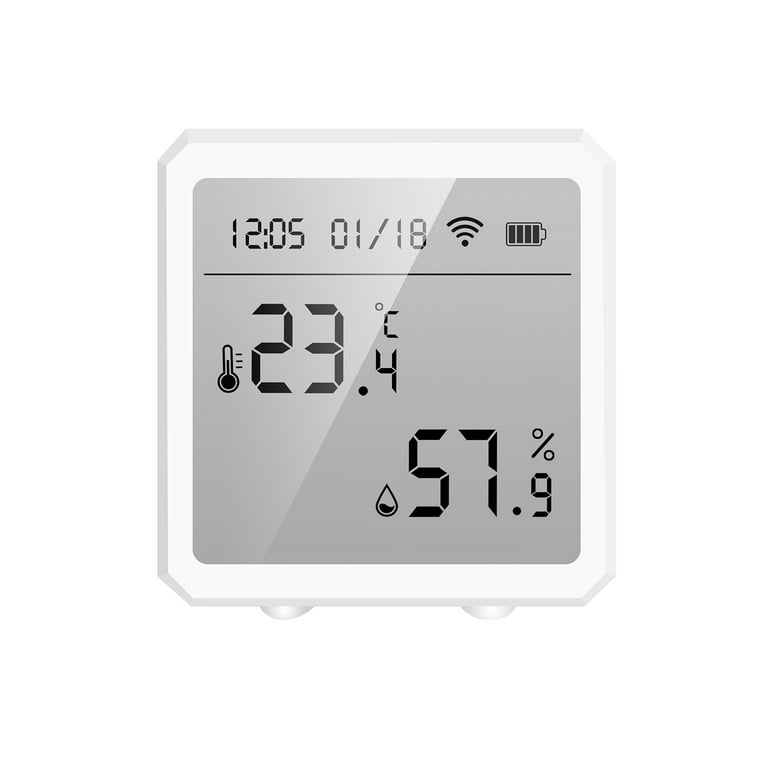 WiFi Temperature and Humidity Sensor,Tuya Smart Hygrometer Thermometer with LCD Display,Compatible with Alexa,App Notification Alert,Temperature