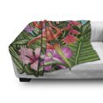 thumbnail image 3 of Flamingo Soft Flannel Fleece Throw Blanket, Illustration of Animal Tropical Garden Hibiscus Flower Plant Vintage, Cozy Plush for Indoor and Outdoor Use, 70" x 90", Green Pink Blue, by Ambesonne, 3 of 6