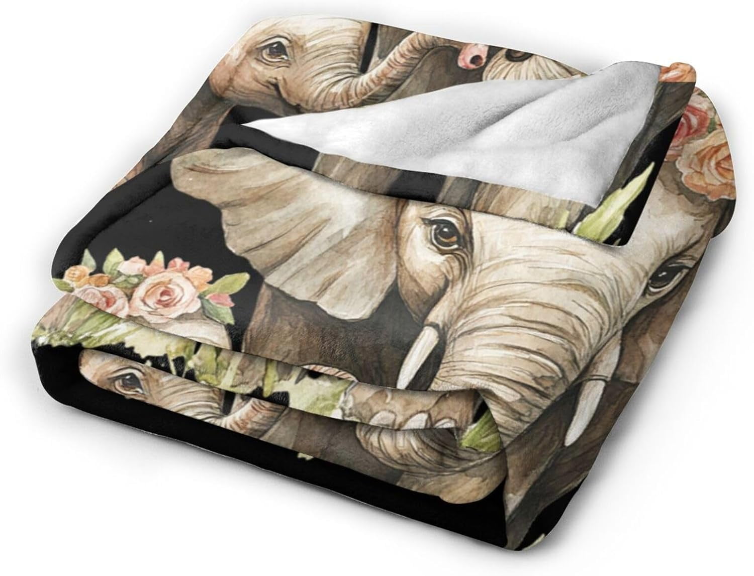 Elephant Blanket Soft Cozy Cute Elephant Fleece Throw Blanket Warm Mother Child Animal Flannel Plush Bedding Stuff Decor Blankets Gifts for Lover Girls Boys Kids Women Adults Bed Travel 40"x50"