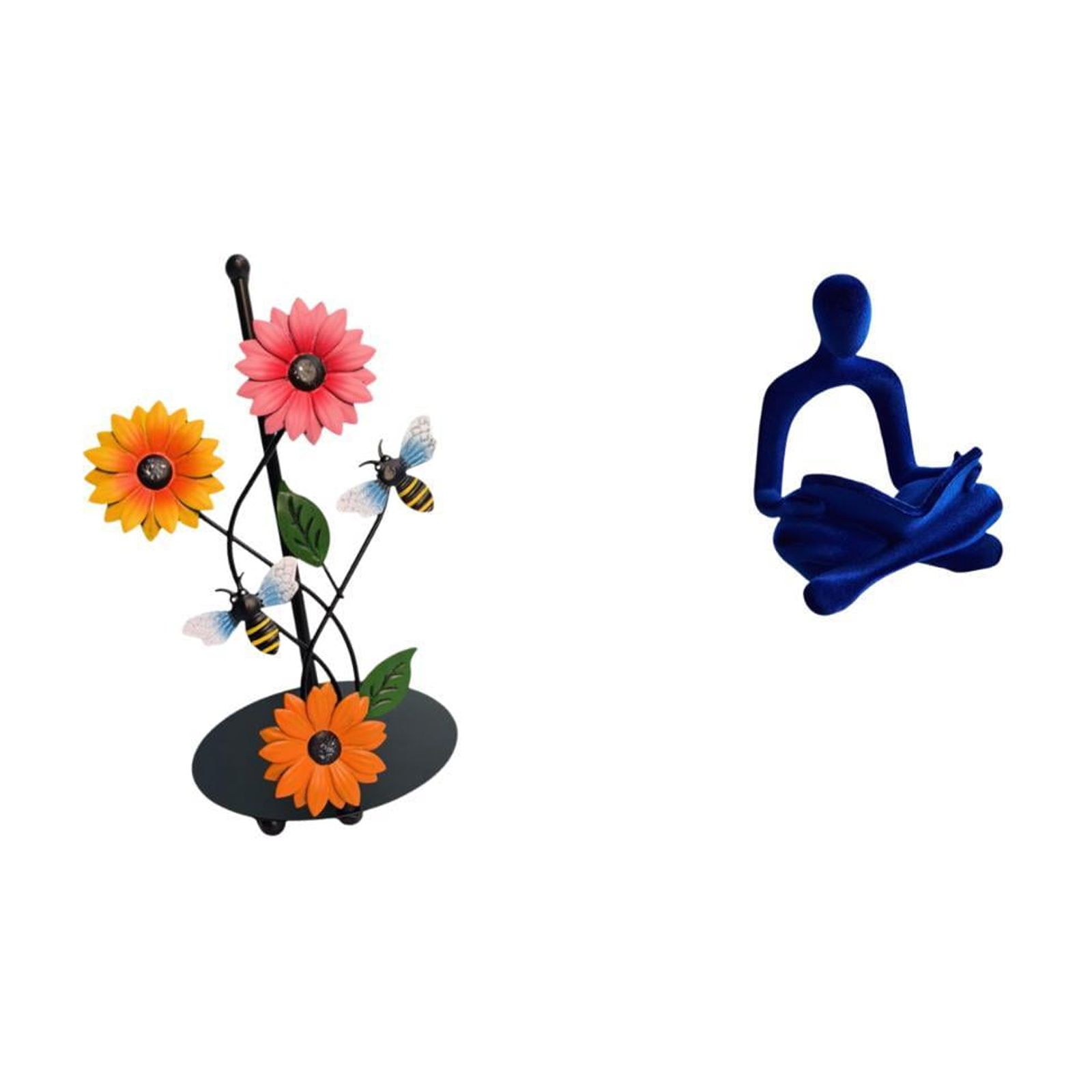 Fiocias Toilet Paper Holder Paper Towel Holder Countertop Kitchen Roll Holder Abstract Thinker Figurine Iron Resin Artistic Sculpture Suitable for Kitchen