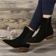 thumbnail image 7 of NOKIO Women'S Sleek Pointed Toe Ankle Boots Women'S Trendy Suede Ankle Booties Ladies Fashion Solid Color Suede Pointed Side Zipper Thick Heel Short Boots Women'S Sleek Pointed Toe Ankle Boots, 7 of 7