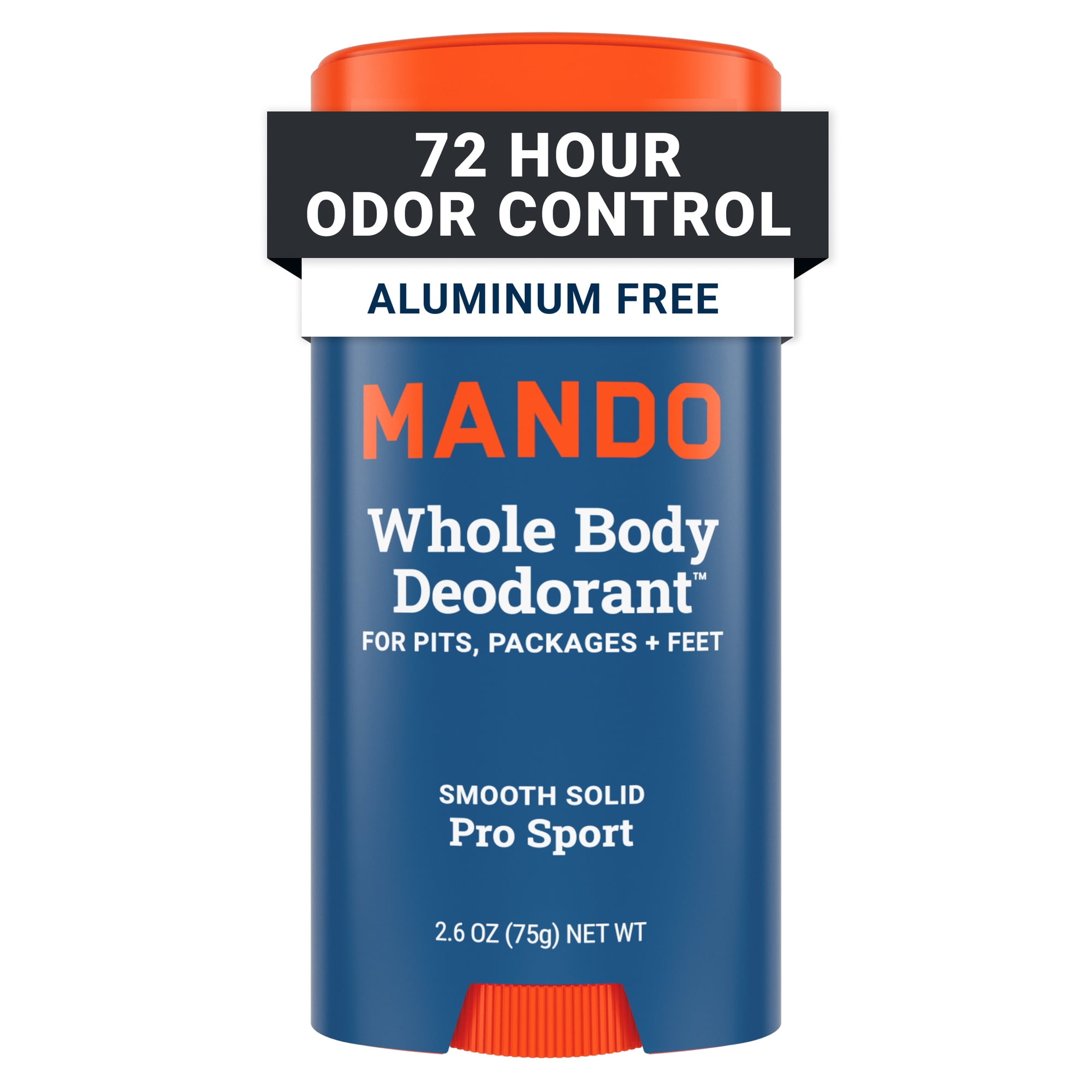 Mando Whole Body Deodorant Stick for Men, Aluminum-Free, 72-Hour Odor Control, Pro Sport, 2.6 oz