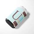 thumbnail image 3 of Letter U Initial Monogram - Blue Stripes Can or Bottle Beverage Insulator Hugger, 3 of 5