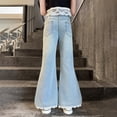 thumbnail image 3 of SNKSDGM Khaki Pants for Girls 5T Kids Toddlers Girls Casual Jeans Elastic Waist Denim Wide Leg Pants Toddler Trousers 10-12 Years, 3 of 6