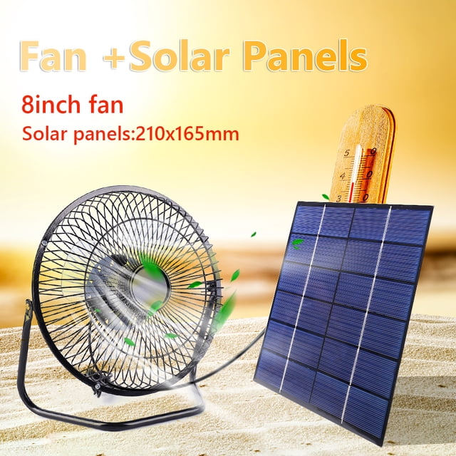 Ventilador Solar Ventilador Solar Mini ventilador alimentado por panel solar de 7 W, 6 V y 8 pulgadas para casa de perro al aire libre