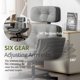 thumbnail image 2 of Silla cruzada con reposabrazos ajustables y ruedas y reposacabezas, silla de escritorio de vanidad de salón PU con asiento amplio para sentarse con piernas cruzadas, 2 of 5