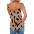 thumbnail image 3 of Top con tirantes finos para mujer, cuello en V, sin mangas, estampado de leopardo, Top informal de verano fresco a la moda, color caqui M, 3 of 5