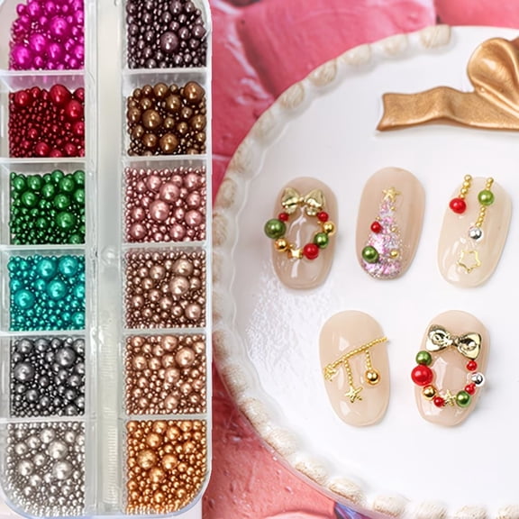 12 Colors Pearl Rhinestone Nail Charms for Wedding Party DIY Art