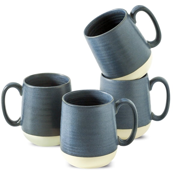 Juego de tazas de café Hasense Ceramic de 450 ml con asas, color azul oscuro