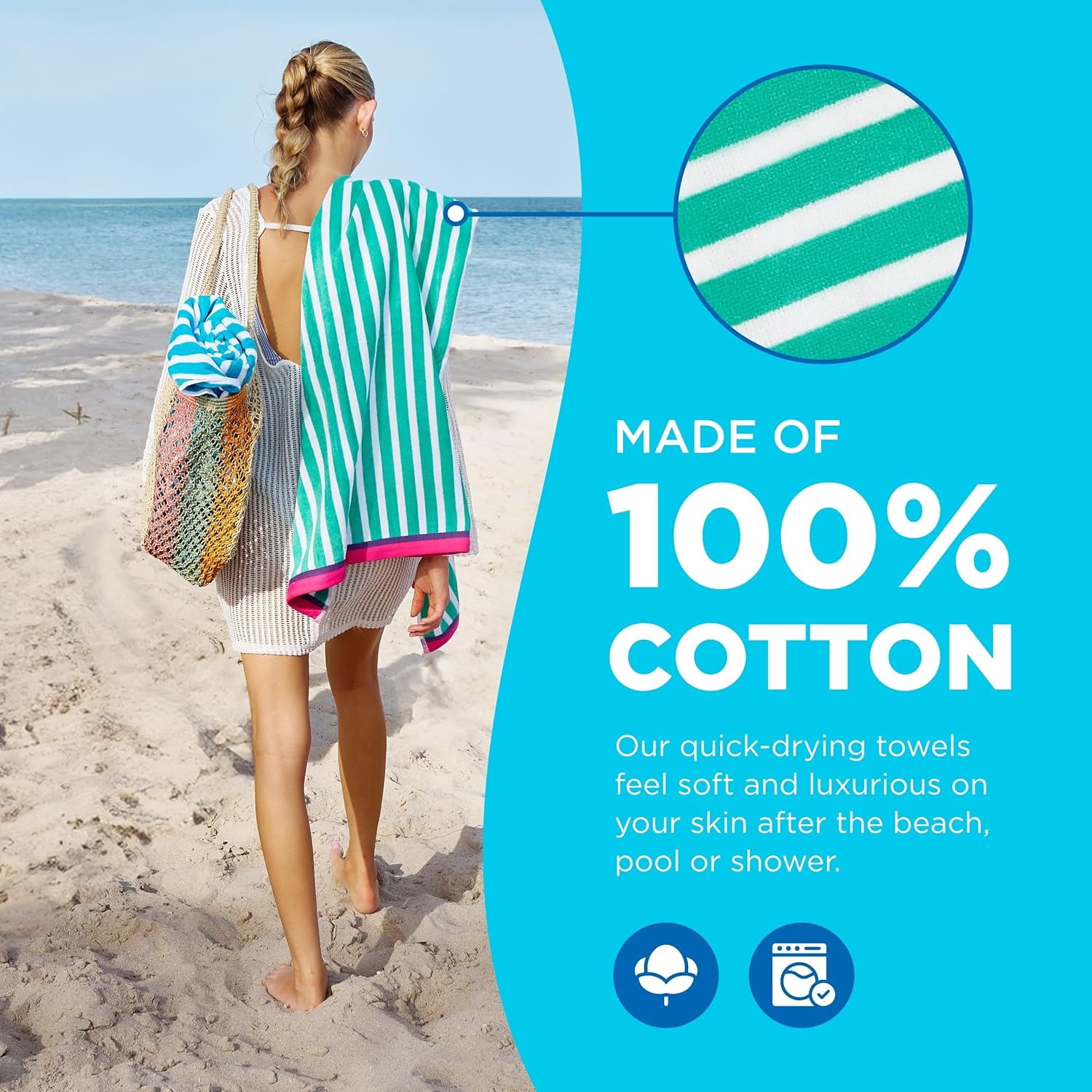 Kaufman 4 Pack Racing Stripe Velour Beach Towel 32x62
