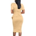 thumbnail image 2 of HSHDLDF Women Fashion Peplum Bodycon Short Sleeve Bow Club Ruffle Pencil Party Dress, 2 of 4