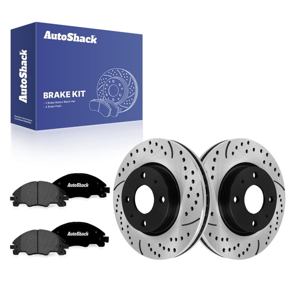 AutoShack Front Vented Drilled & Slotted E-Coated Brake Rotors   Premium Ceramic Pads 6-PC Brake Kit Replacement for 2008-2011 Ford Focus ShadowGuard 10.83" (275 mm)