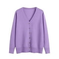 thumbnail image 5 of Womens Casual Crewneck Long Sleeve Open Front Knitted Cardigans Lightweight Button Down Sweater Cardigans Outerwear Tops, 5 of 9