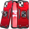 thumbnail image 1 of Designed for iPhone 14 Case, Military Grade Protective Phone Case Cover with Enhanced Metal Ring Kickstand [Support Magnet Mount] Compatible with iPhone 14 6.1, Red, 1 of 5