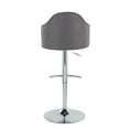 thumbnail image 5 of Ahoy Grey Fabric Bar Stools (Set of 2) - Chrome Metal Adjustable Swivel Barstools with Footrest - Contemporary Design, Indoor Use, 5 of 6