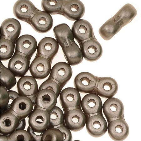 Fashion Jewelry Coco Beads - Infinity, Loose Beads, 3x6mm 2-hole Czech Glass Pastel Lt Brown/Coco 8 Grams