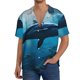 thumbnail image 1 of Balery Ocean Dolphin Fish School Camisa Casual de Manga Corta con Botones para Hombre, Texturizada, Estilo Cubano, para Playa, Verano-4X-Large, 1 of 5