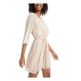 thumbnail image 3 of CITY STUDIO Womens Beige Long Sleeve Short Wrap Dress Formal Dress Juniors L, 3 of 4