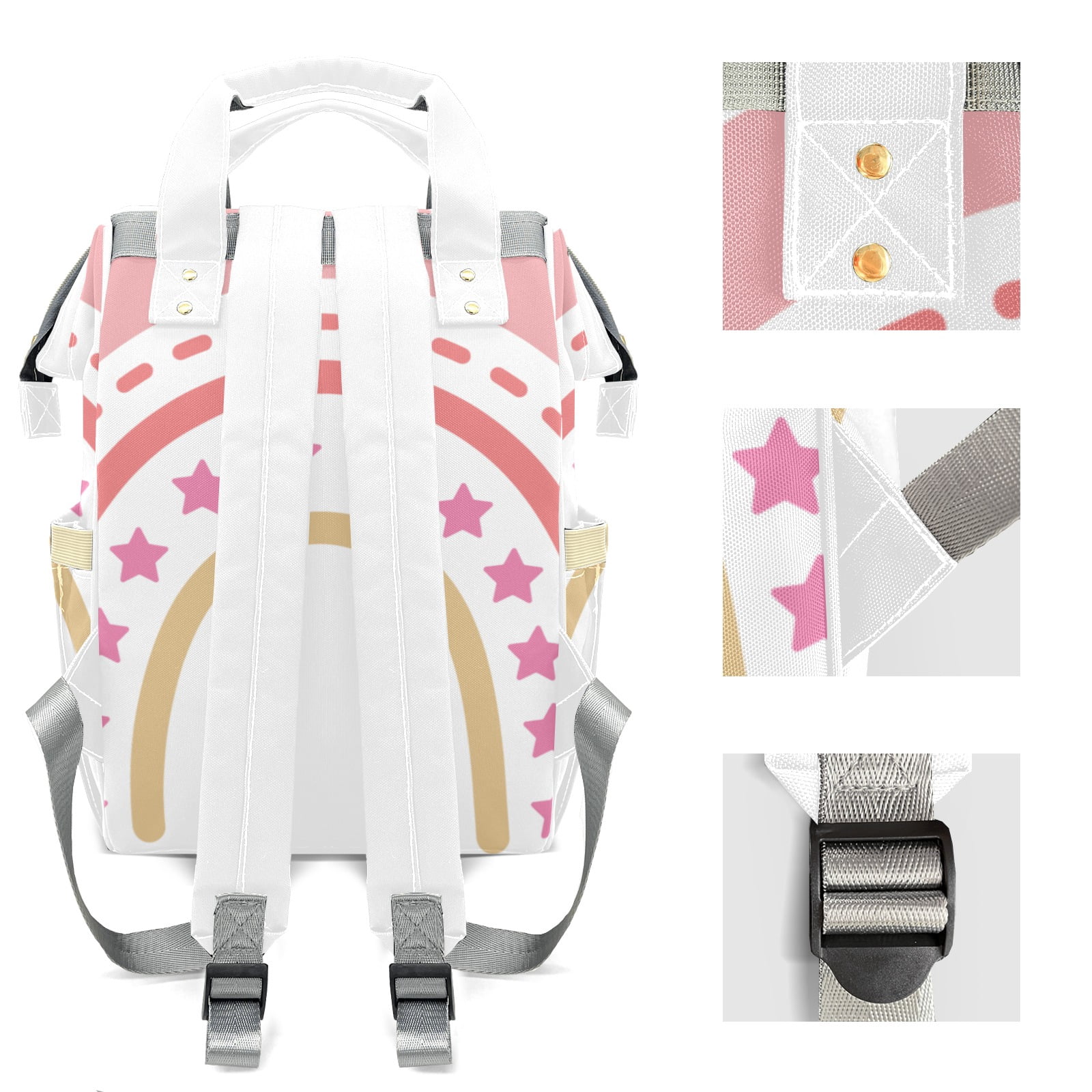 Rainbow Diaper Backpack – Large Capacity, Insulated Baby Bottle Pocket, Multifunctional Mommy Bag for Boys & Girls