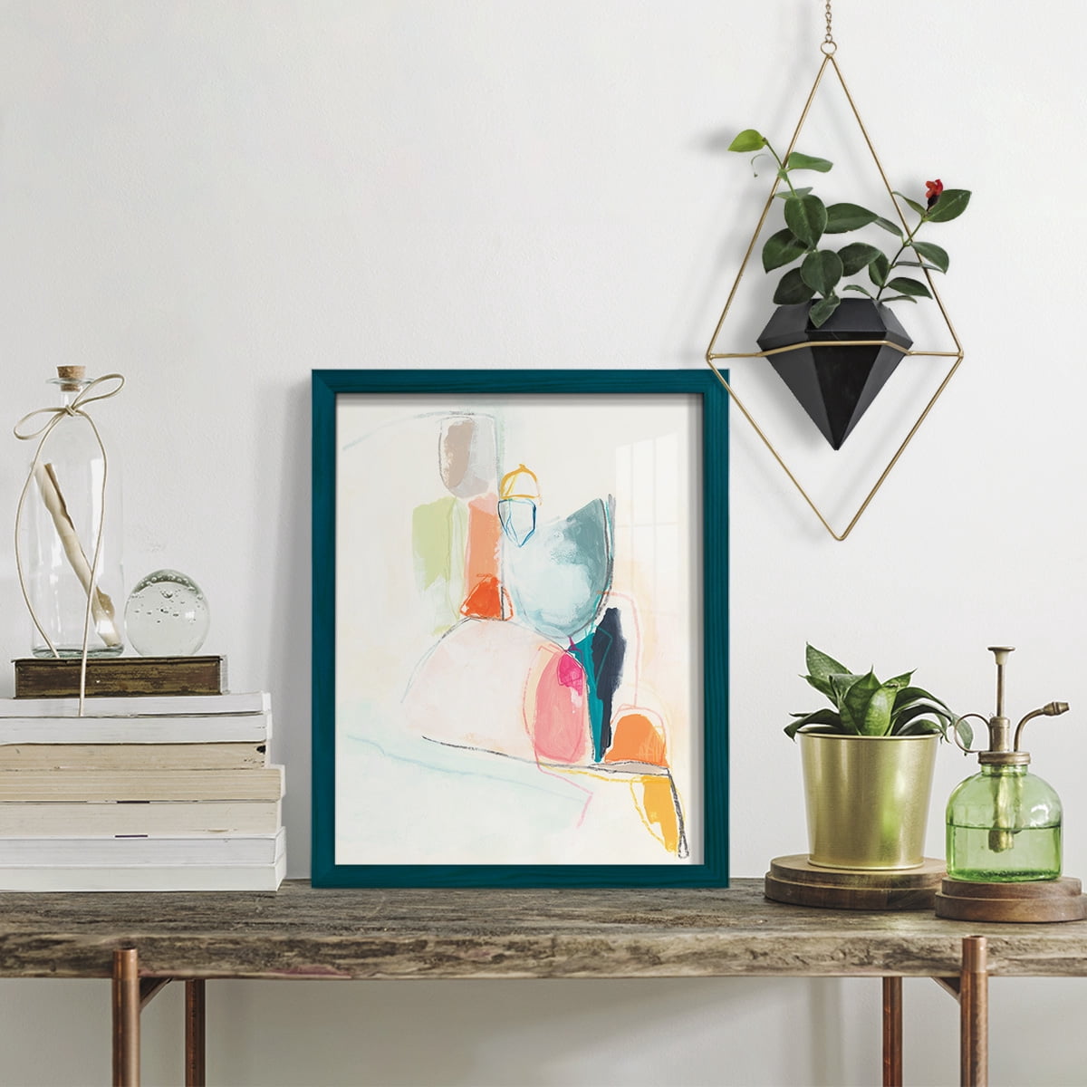 Factotum I -Framed Print w/glass-Ocean Blue
