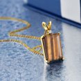 thumbnail image 2 of Gem Stone King 18K Yellow Gold Plated Silver Brown Tiger Eye and White Moissanite Pendant Necklace for Women (6.52 Cttw, Gemstone Birthstone, Emerald Cut 14X10MM, with 18 inch Silver Chain), 2 of 4